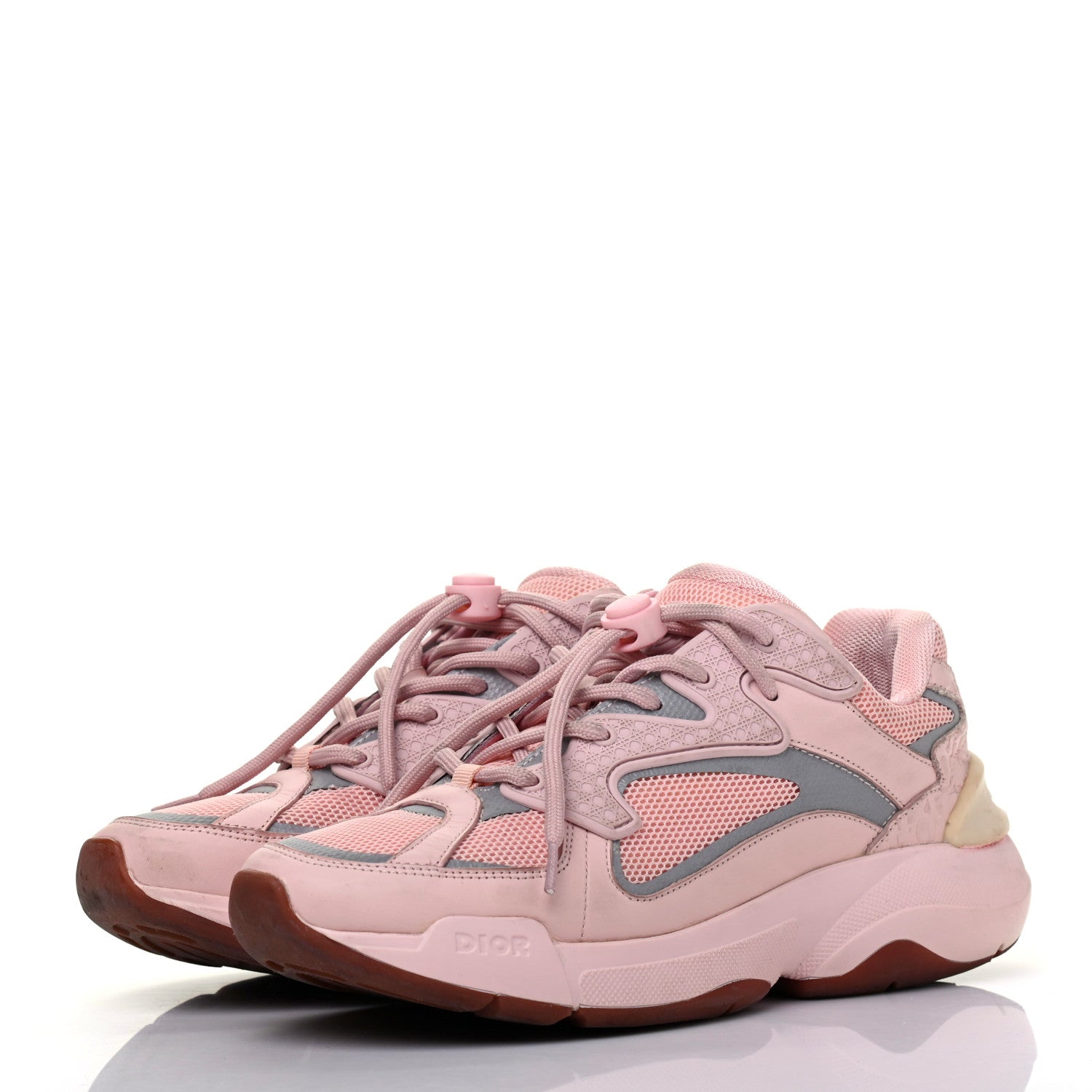 Christian Dior Calfskin Mesh Cannage B24 Low Top Sneakers 38 Pink 3 of 21
