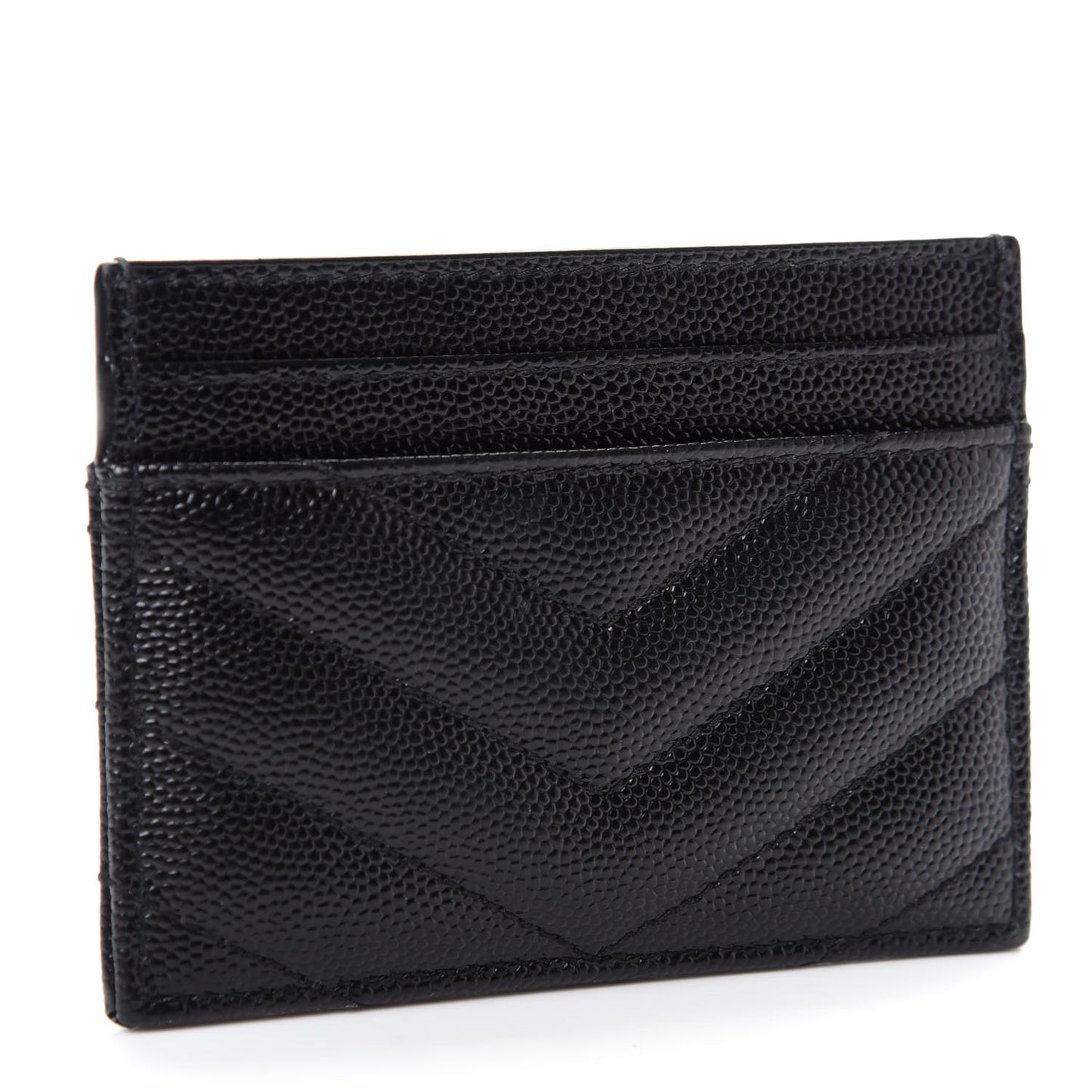 Grain De Poudre Matelasse Chevron Monogram Credit Card Case Black