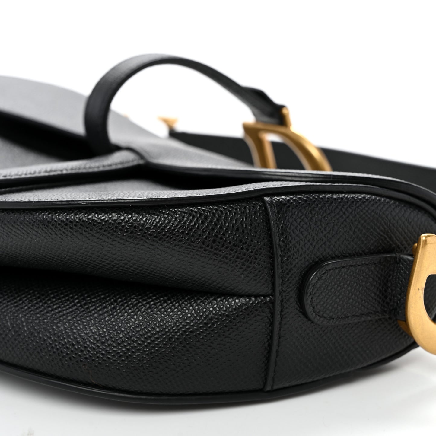 Grained Calfskin Saddle Bag Black