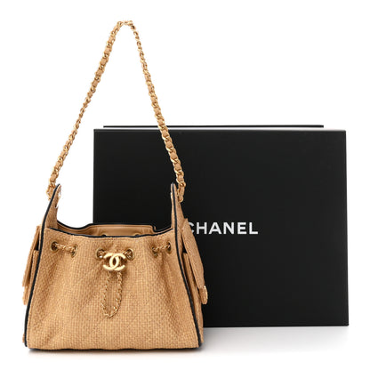 Chanel Braided Raffia Calfskin Quilted Mini Chanel 25 Handbag Beige Black 11 of 11