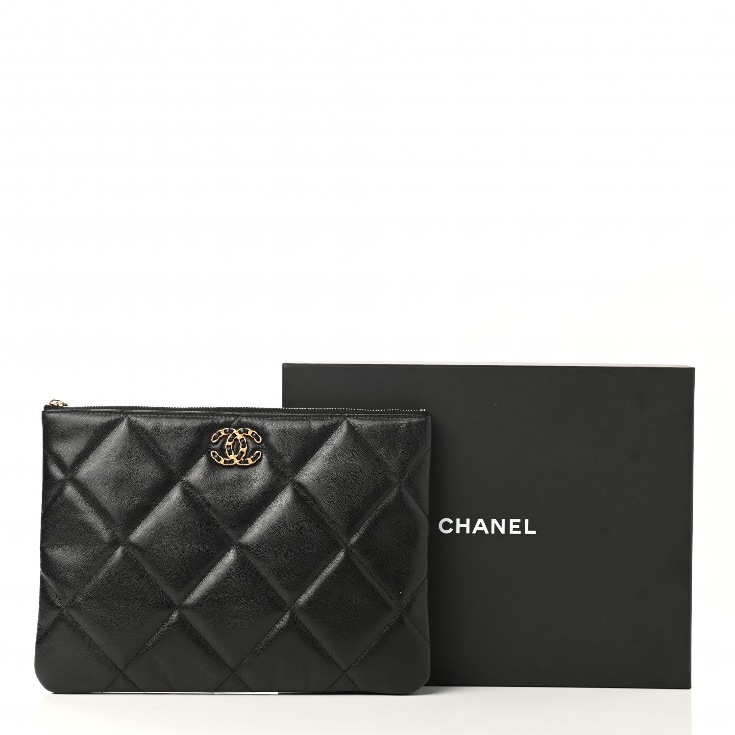 Chanel Goatskin Quilted Large Chanel 19 Cosmetic Case Black 8 of 8