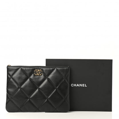 Chanel Goatskin Quilted Large Chanel 19 Cosmetic Case Black 8 of 8