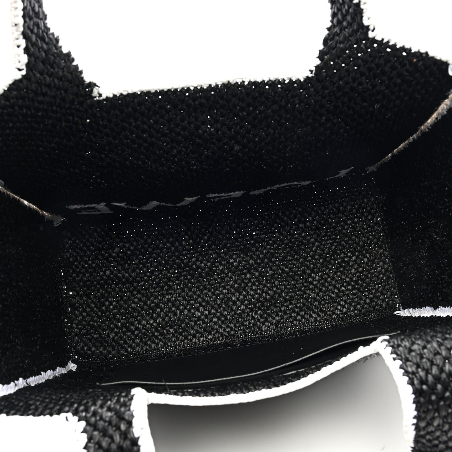 Raffia Large Paula's Ibiza Logo Tote Black White