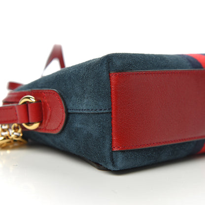 Gucci Suede Calfskin Web Small Ophidia Dome Shoulder Bag New Blue Romantic Cherry 7 of 9