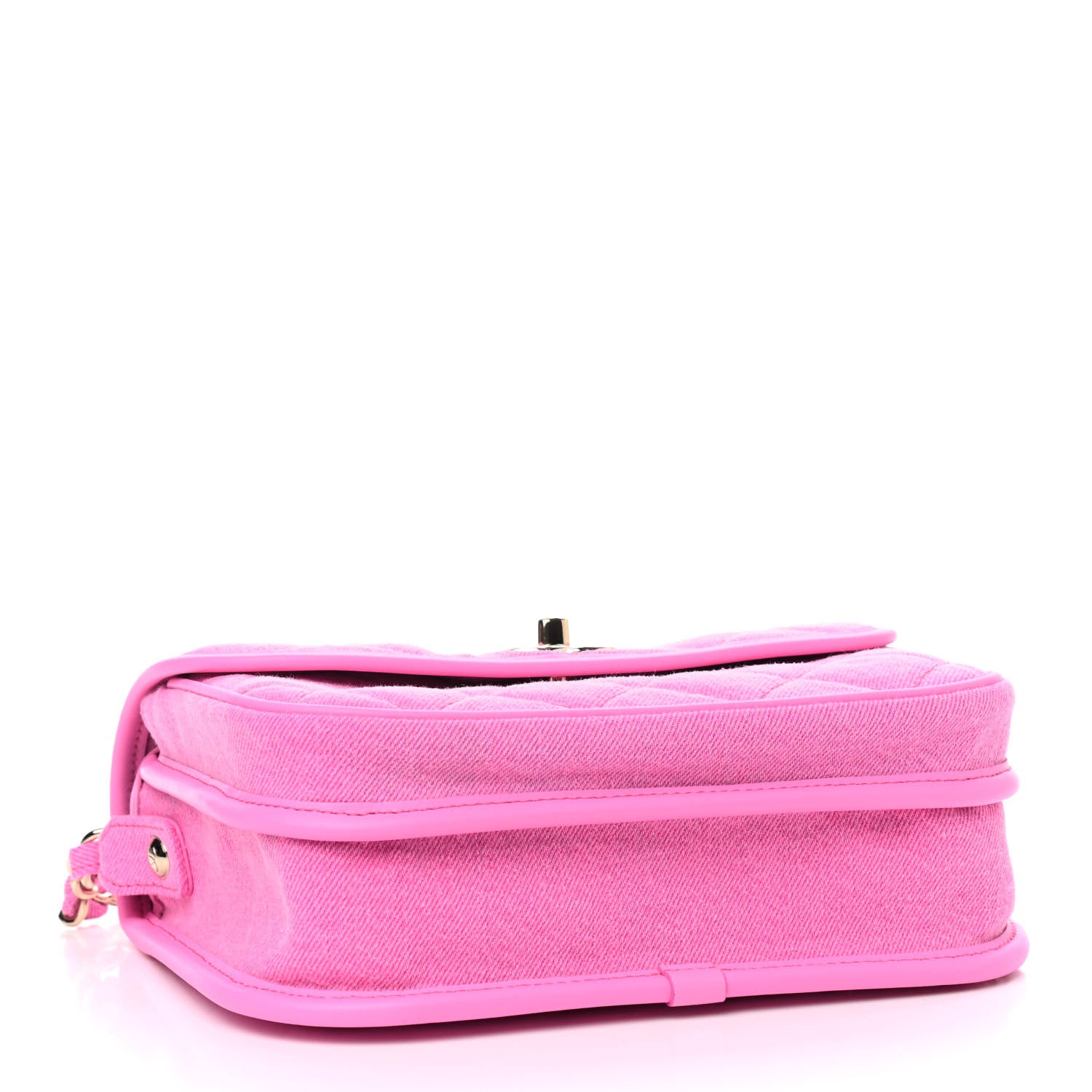 Chanel Denim Quilted Small Messenger Flap Neon Pink 4 of 9
