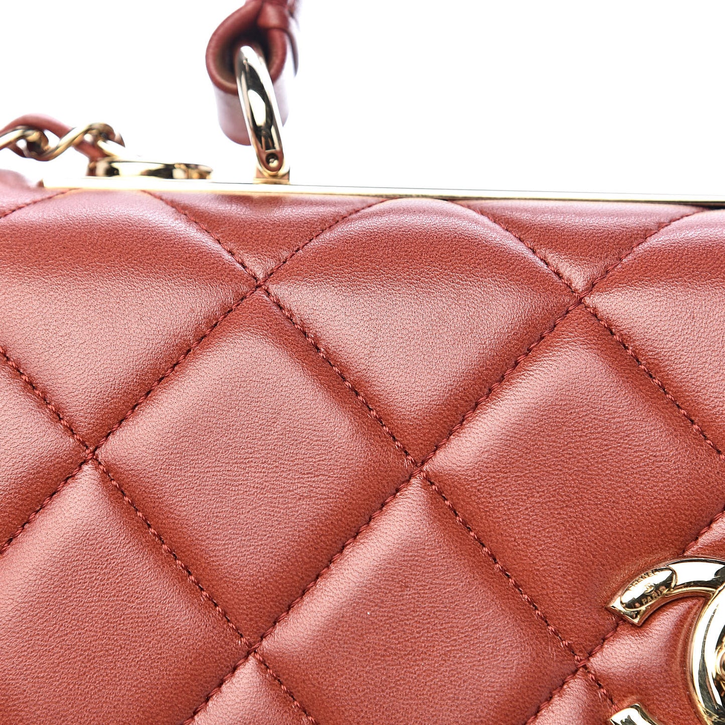 Lambskin Quilted Small Trendy CC Flap Dual Handle Bag Red