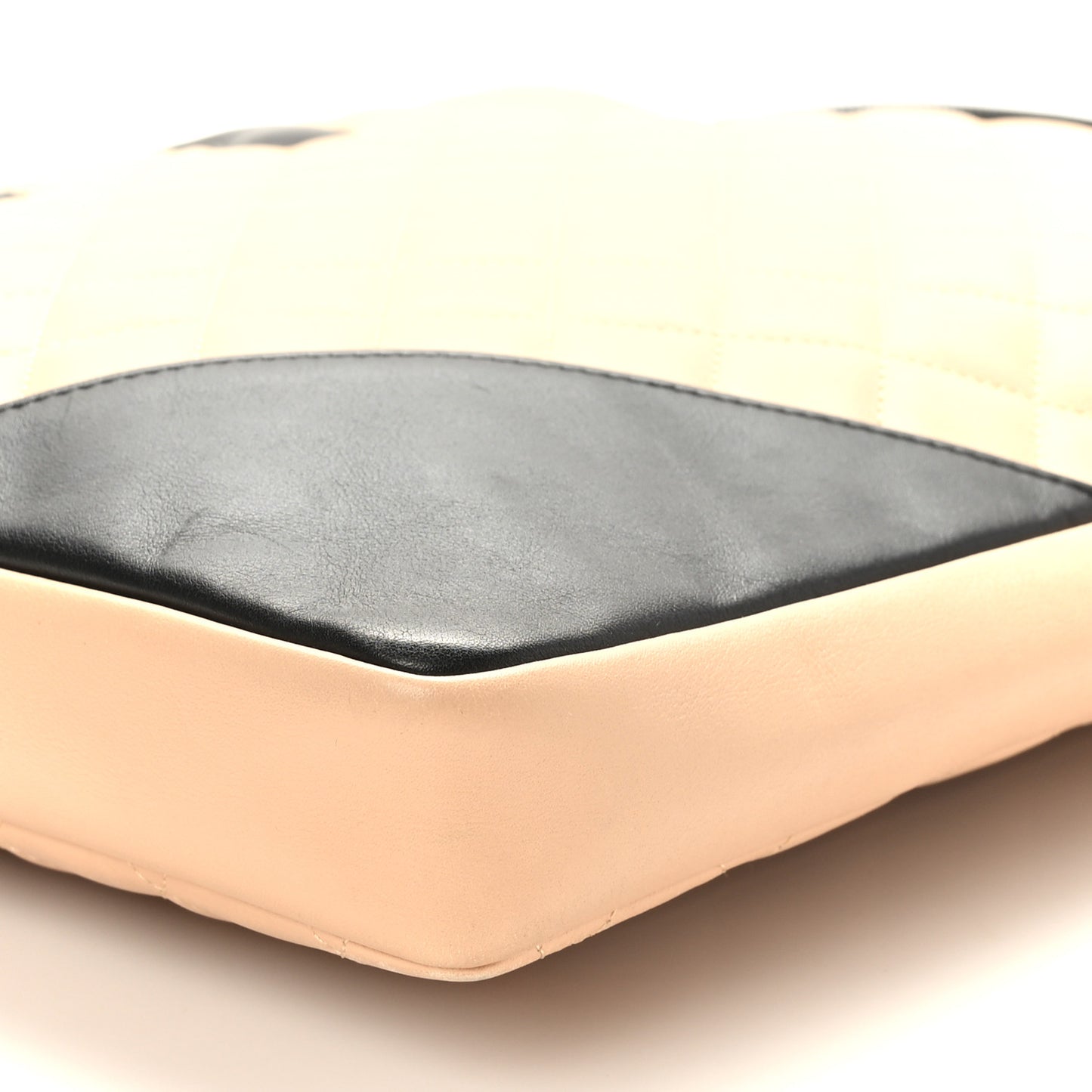 Calfskin Quilted Large Cambon Messenger Beige Black