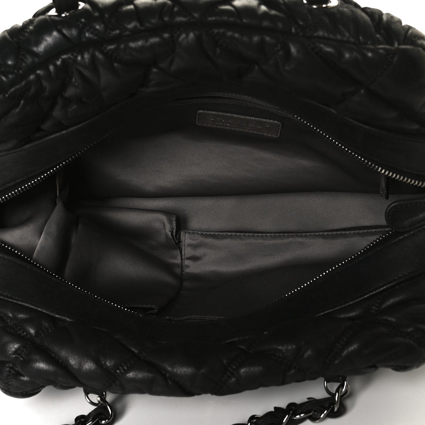 Calfskin Bubble Quilt Bowler Black