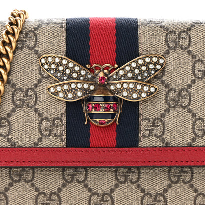 Gucci GG Supreme Monogram Web Queen Margaret Chain Wallet Red 7 of 8
