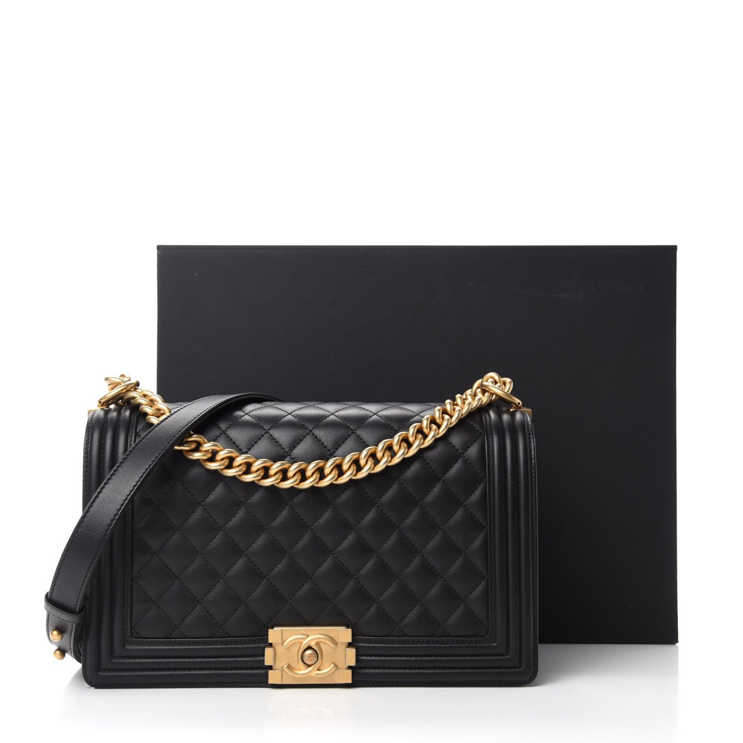 Calfskin Quilted New Medium Boy Flap Black