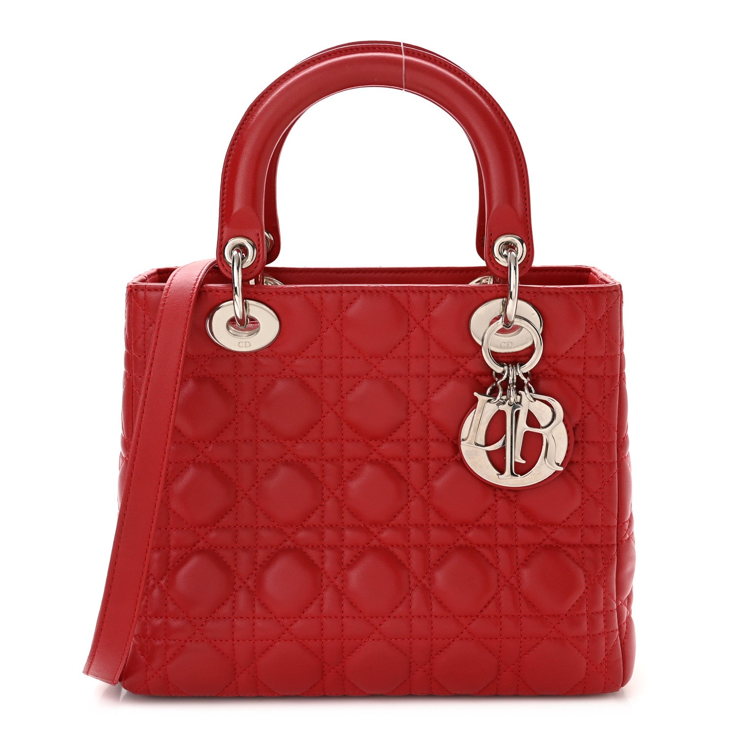 Christian Dior Lambskin Cannage Medium Lady Dior Red 1 of 10