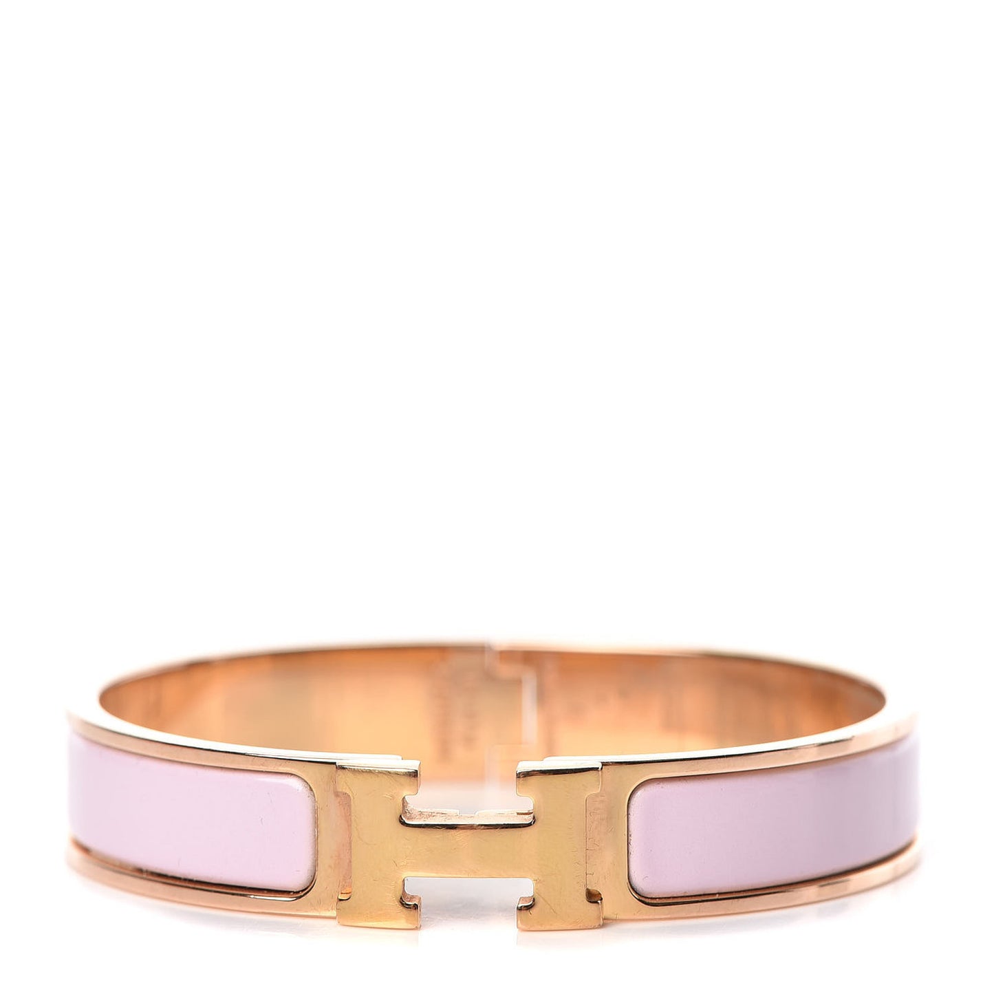 Enamel Narrow Clic Clac H Bracelet GM Rose Dragee