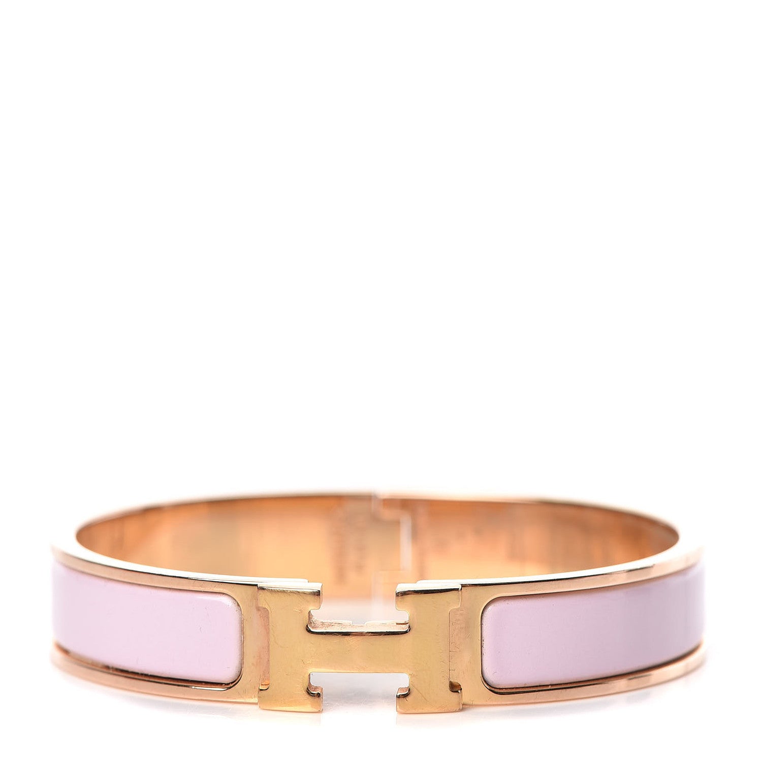 Hermes Enamel Narrow Clic Clac H Bracelet GM Rose Dragee 1 of 5
