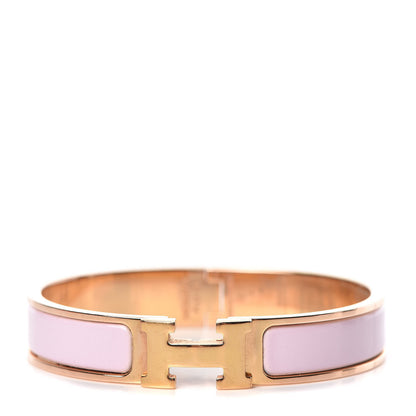 Hermes Enamel Narrow Clic Clac H Bracelet GM Rose Dragee 1 of 5
