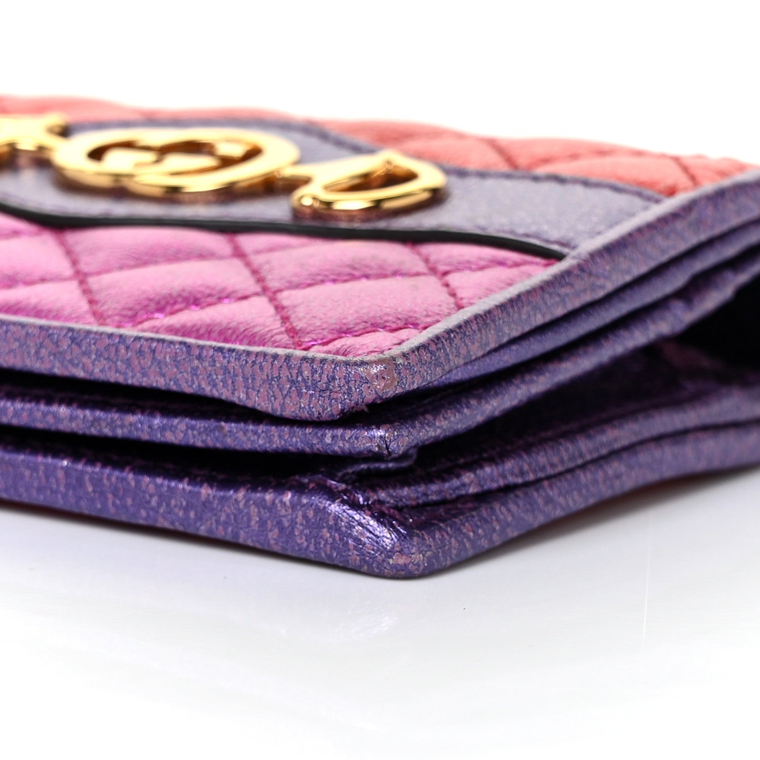 Gucci Laminated Nappa Trapuntata Zumi Card Case Rosso Fuxia Bizantin 8 of 8