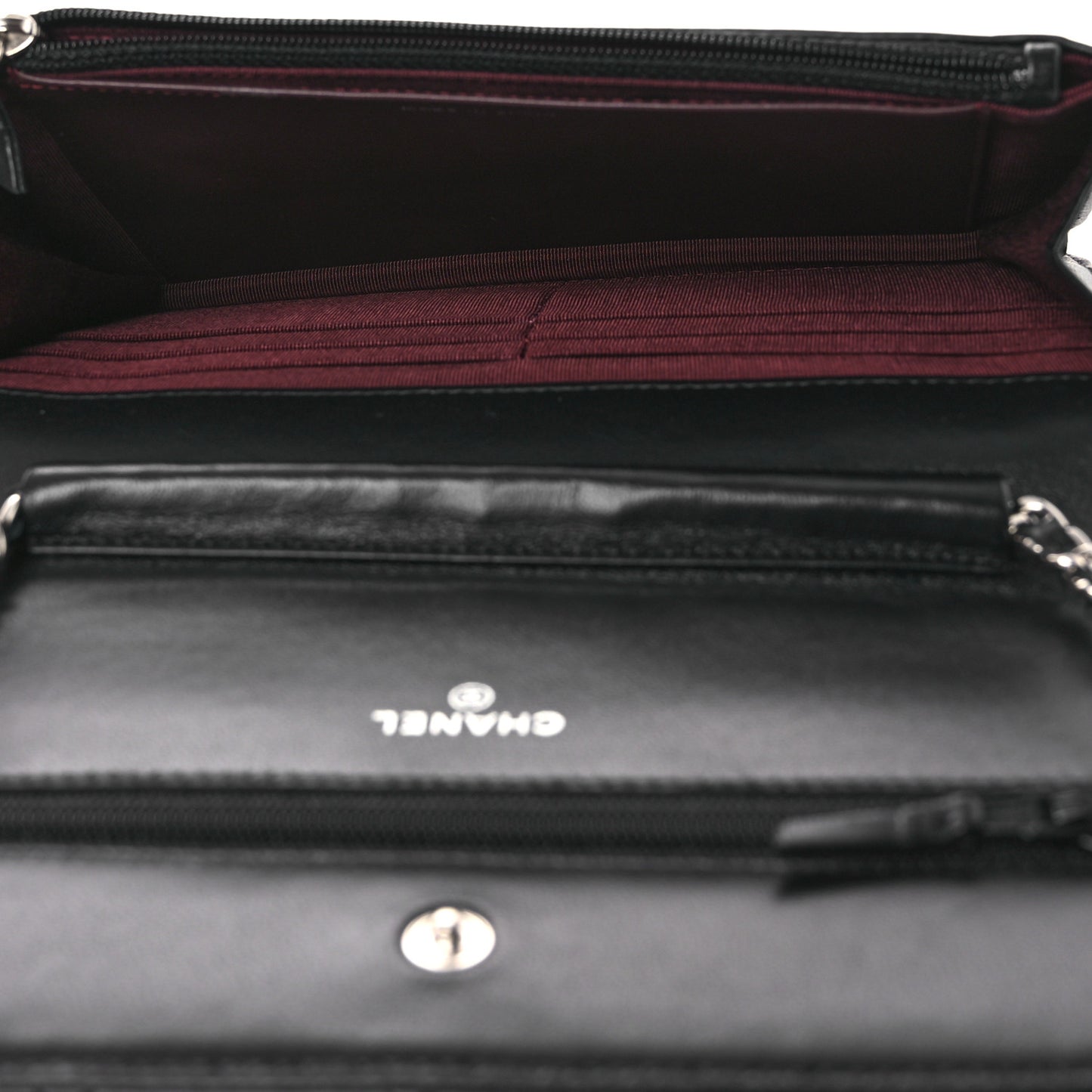 Lambskin Quilted Wallet On Chain WOC Black