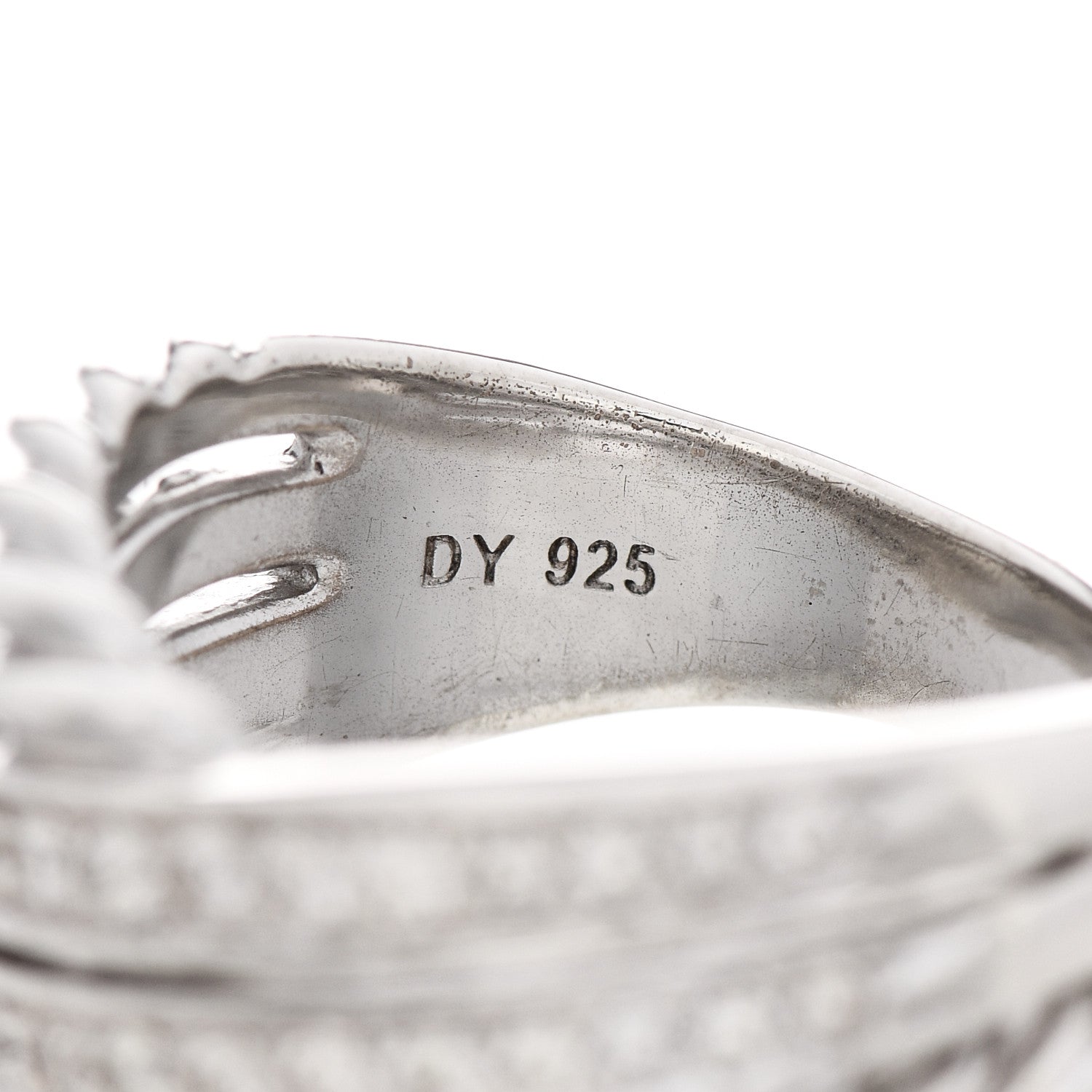 David Yurman Sterling Silver Diamond 11mm Crossover Ring 54 7 3 of 6