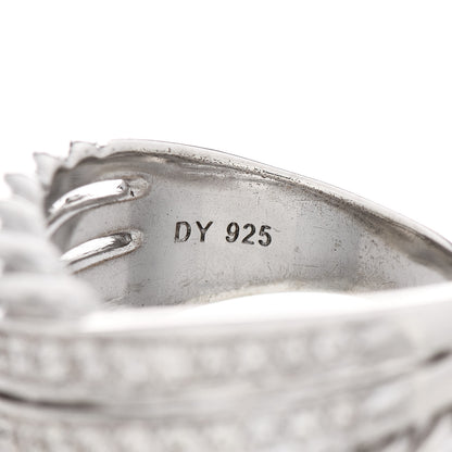 David Yurman Sterling Silver Diamond 11mm Crossover Ring 54 7 3 of 6