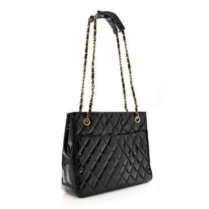 Chanel Patent Quilted Shopping Tote  Black 3 of 14
