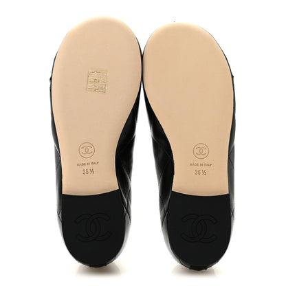 Chanel Lambskin Quilted CC Cambon Ballet Flats 36.5 Black White 6 of 10