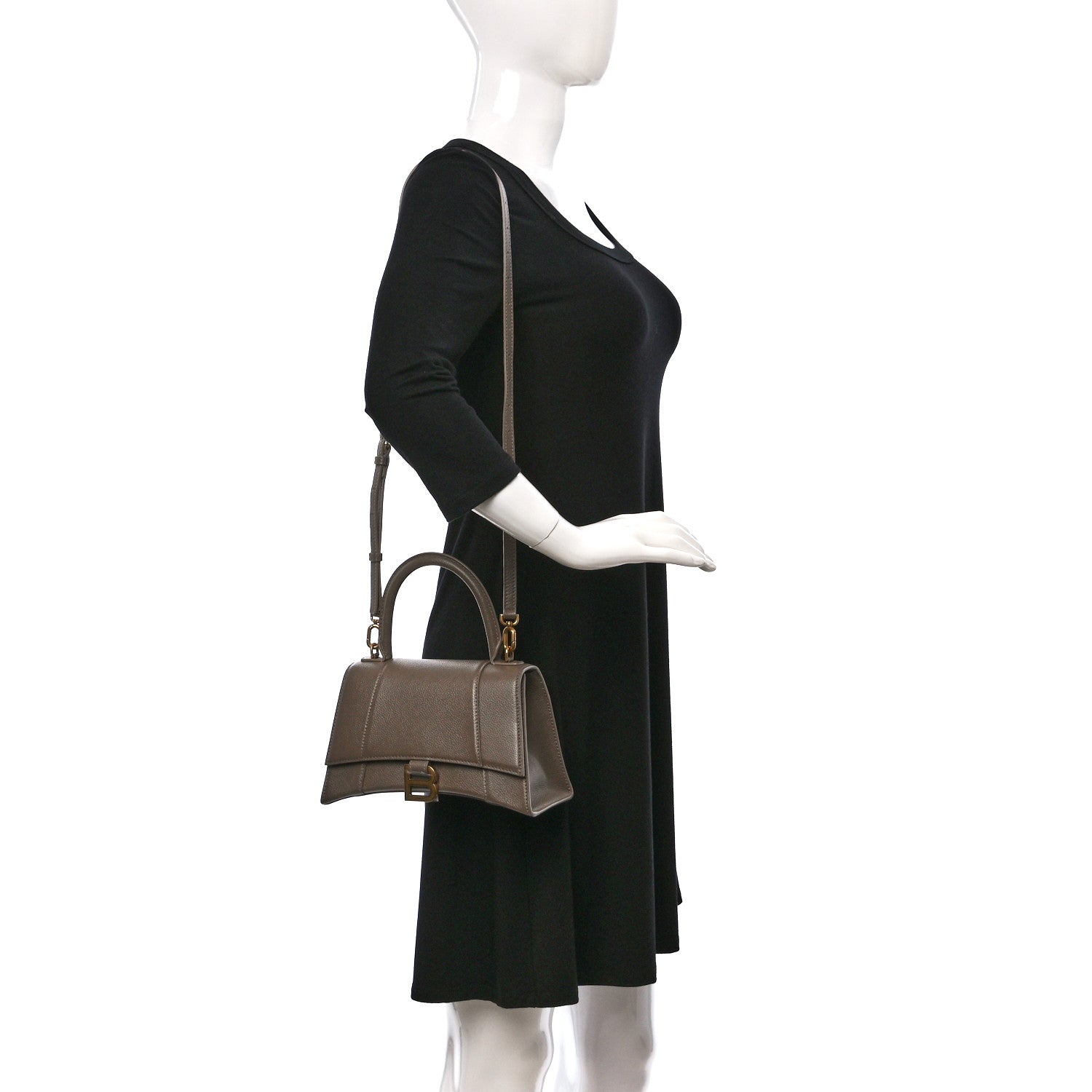 Balenciaga Grained Calfskin Small Hourglass Top Handle Bag Mink Grey 2 of 11