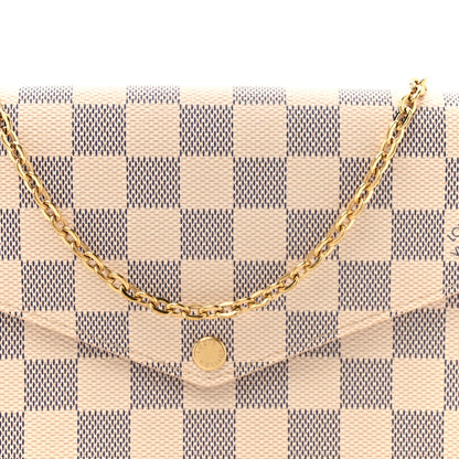 Louis Vuitton Damier Azur Pochette Felicie Chain Wallet Rose Ballerine 11 of 18