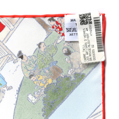 Hermes Silk Les Artisans D'Hermes Scarf 90 Rouge Bleu Vert 2 of 6