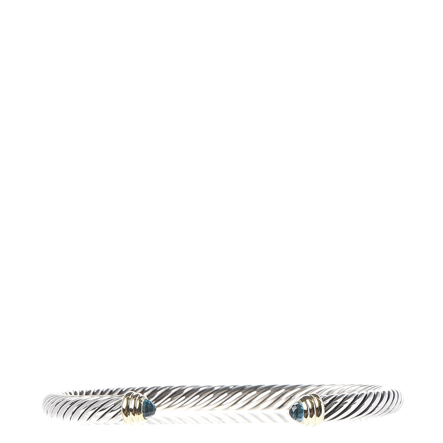 Sterling Silver 14K Yellow Gold Blue Topaz 5mm Cable Classics Petite Color Bracelet