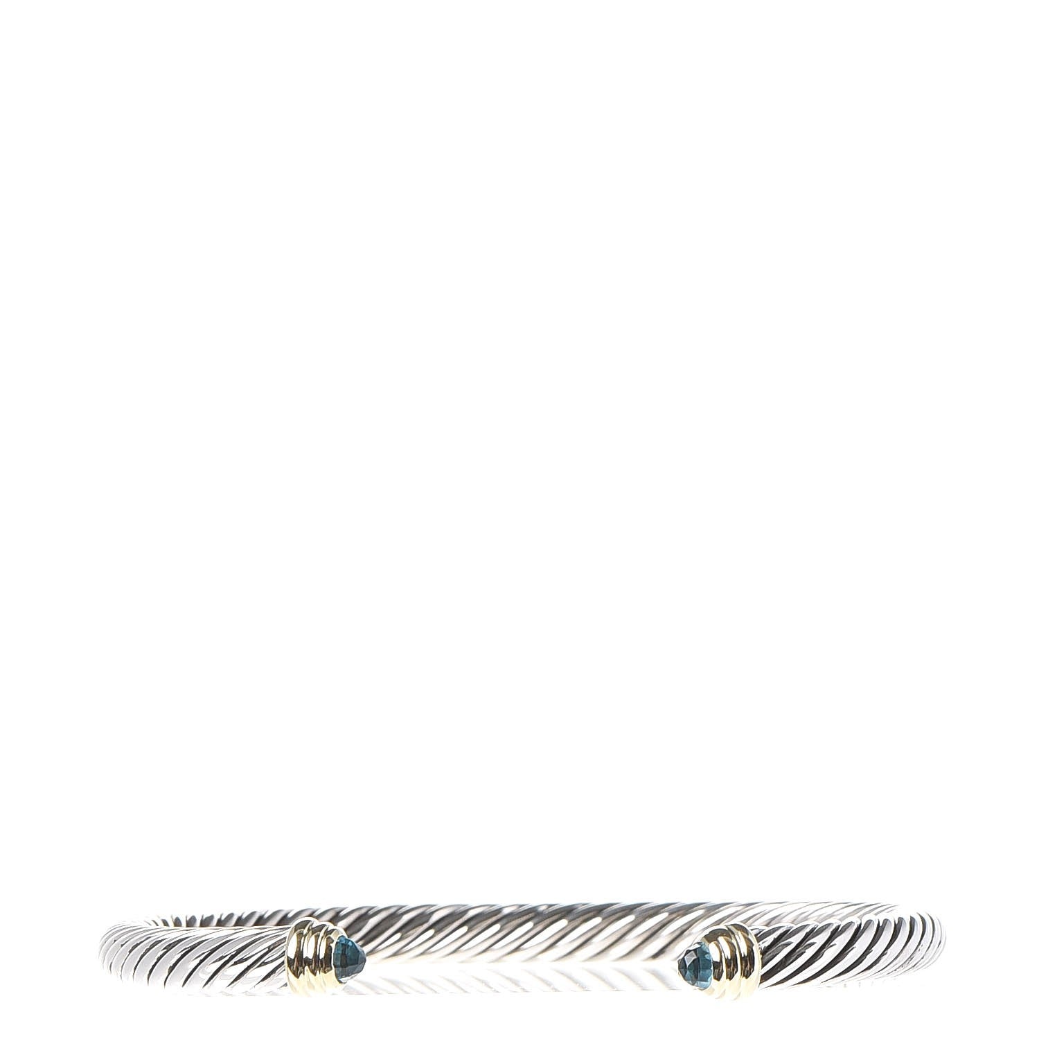 David Yurman Sterling Silver 14K Yellow Gold Blue Topaz 5mm Cable Classics Petite Color Bracelet 1 of 5