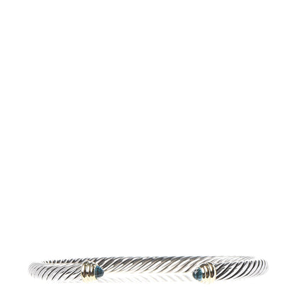 David Yurman Sterling Silver 14K Yellow Gold Blue Topaz 5mm Cable Classics Petite Color Bracelet 1 of 5