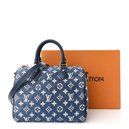 Louis Vuitton Monogram Jacquard Denim Speedy Bandouliere 25 Bleu 10 of 10