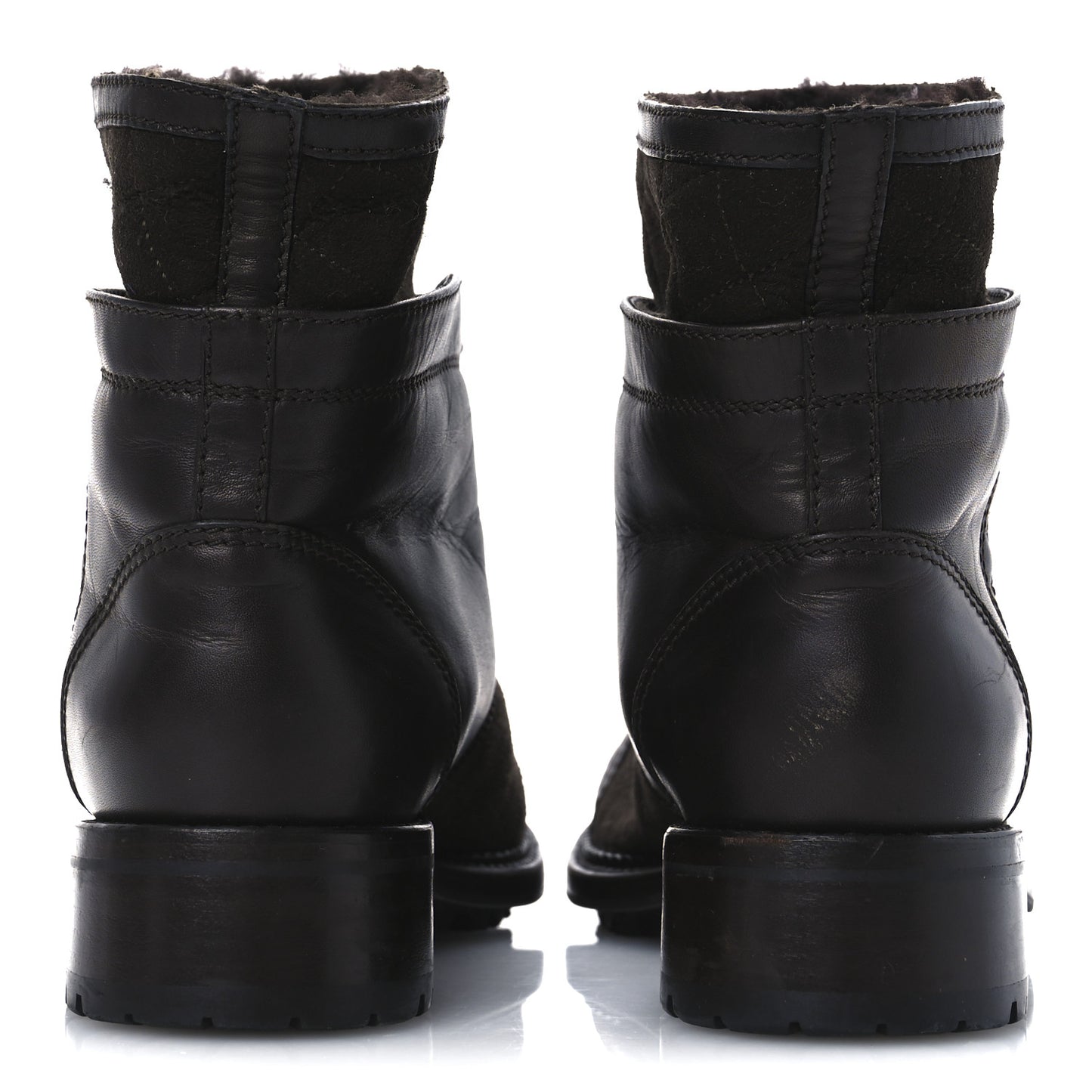 Suede Calfskin Shearling Cap Toe CC Short Boots 39 Brown