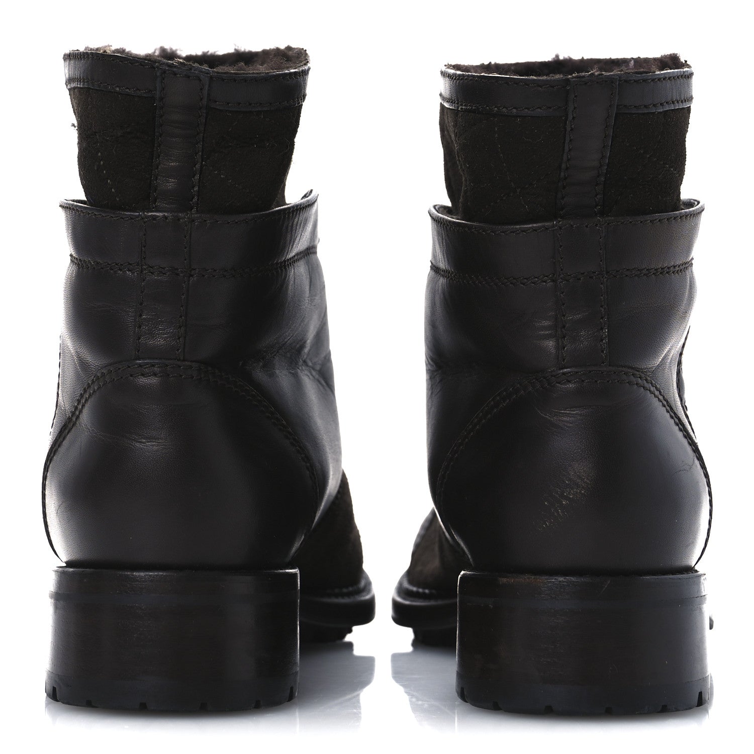 Chanel Suede Calfskin Shearling Cap Toe CC Short Boots 39 Brown 6 of 11