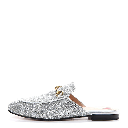 Gucci Glitter Womens Princetown Slippers 40 Silver 1 of 12