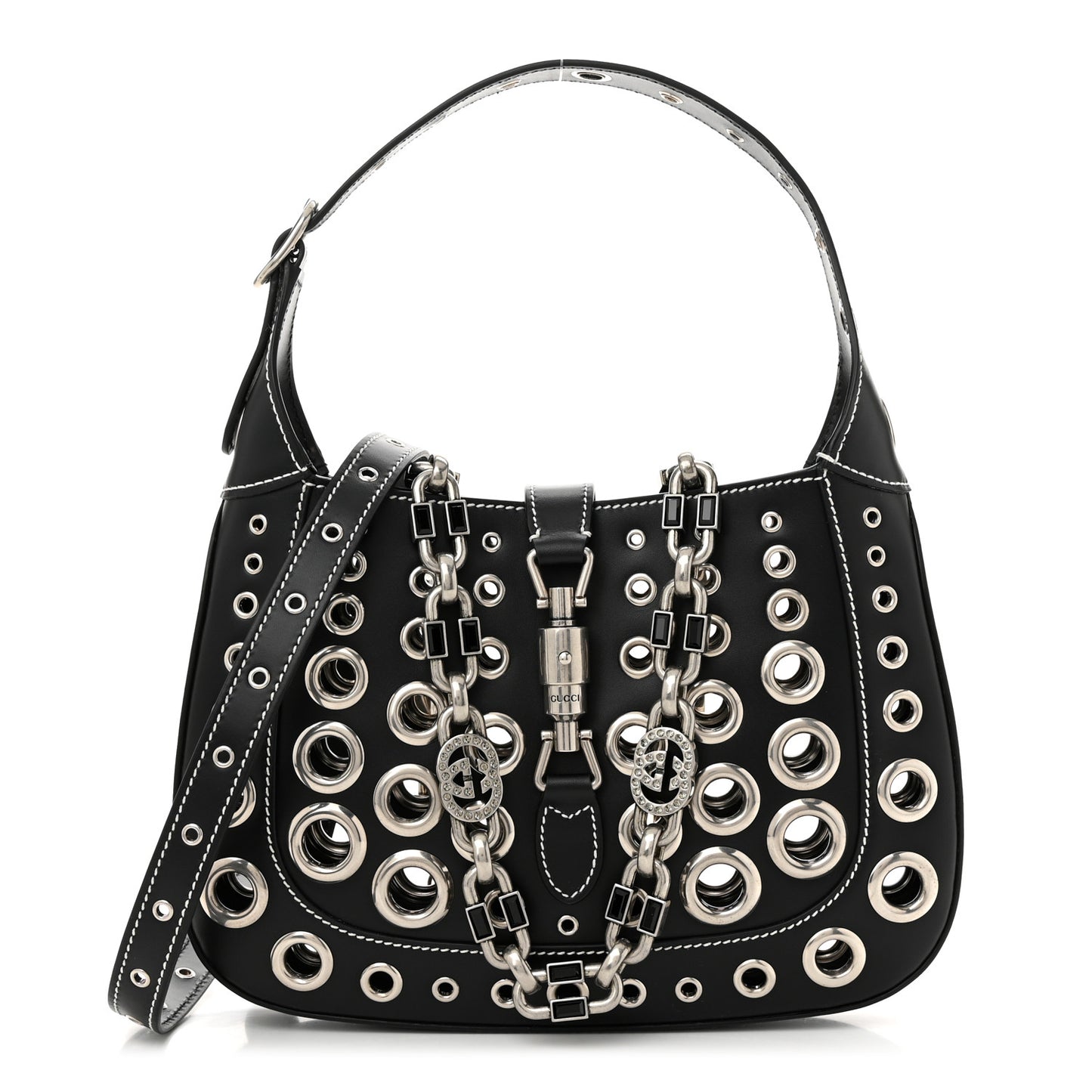 Calfskin Ha Ha Ha Jackie 1961 Eyelet Hobo Black