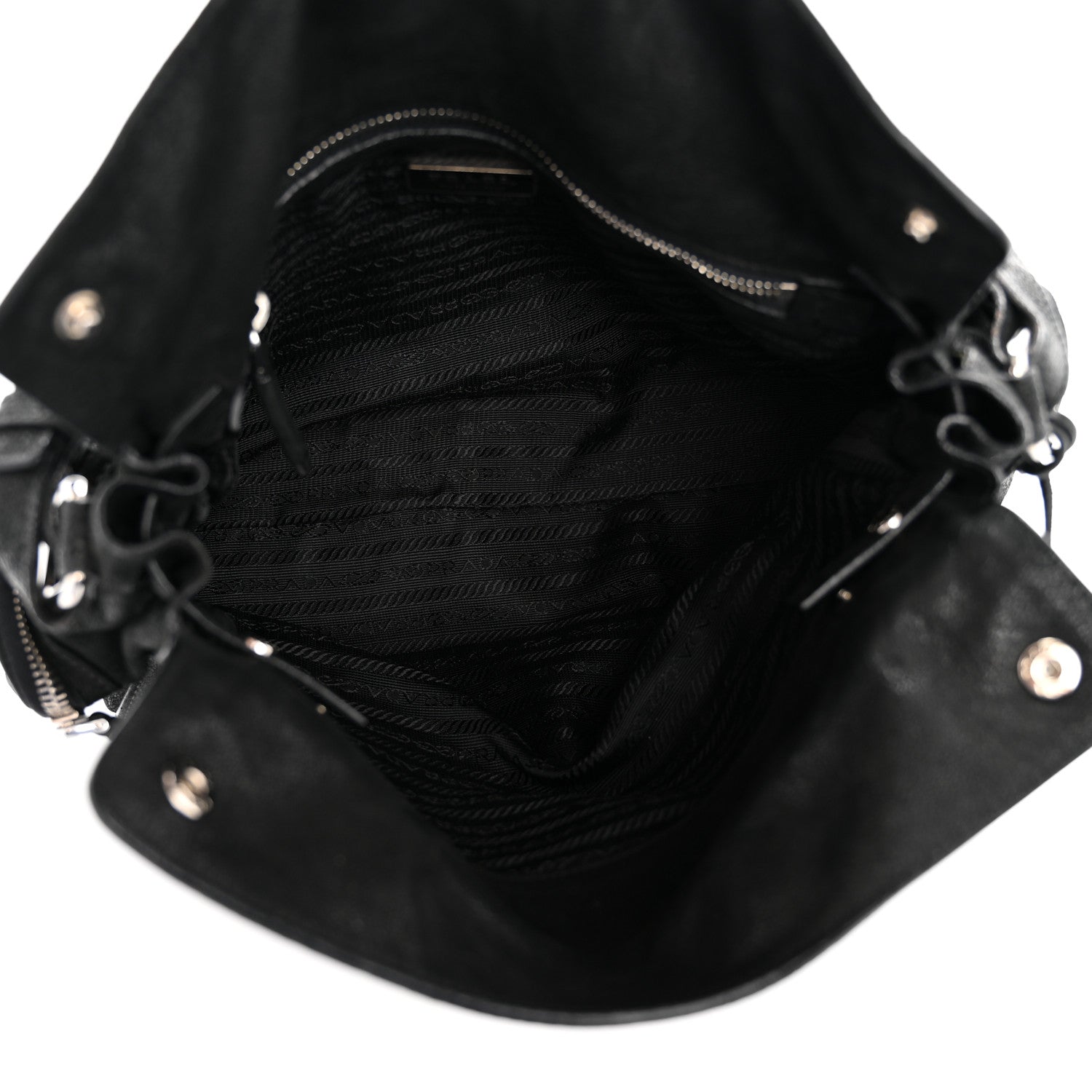 Prada Cervo Antik Easy A Foldover Pushlock Flap Shoulder Bag Black 5 of 15