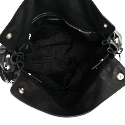 Prada Cervo Antik Easy A Foldover Pushlock Flap Shoulder Bag Black 5 of 15