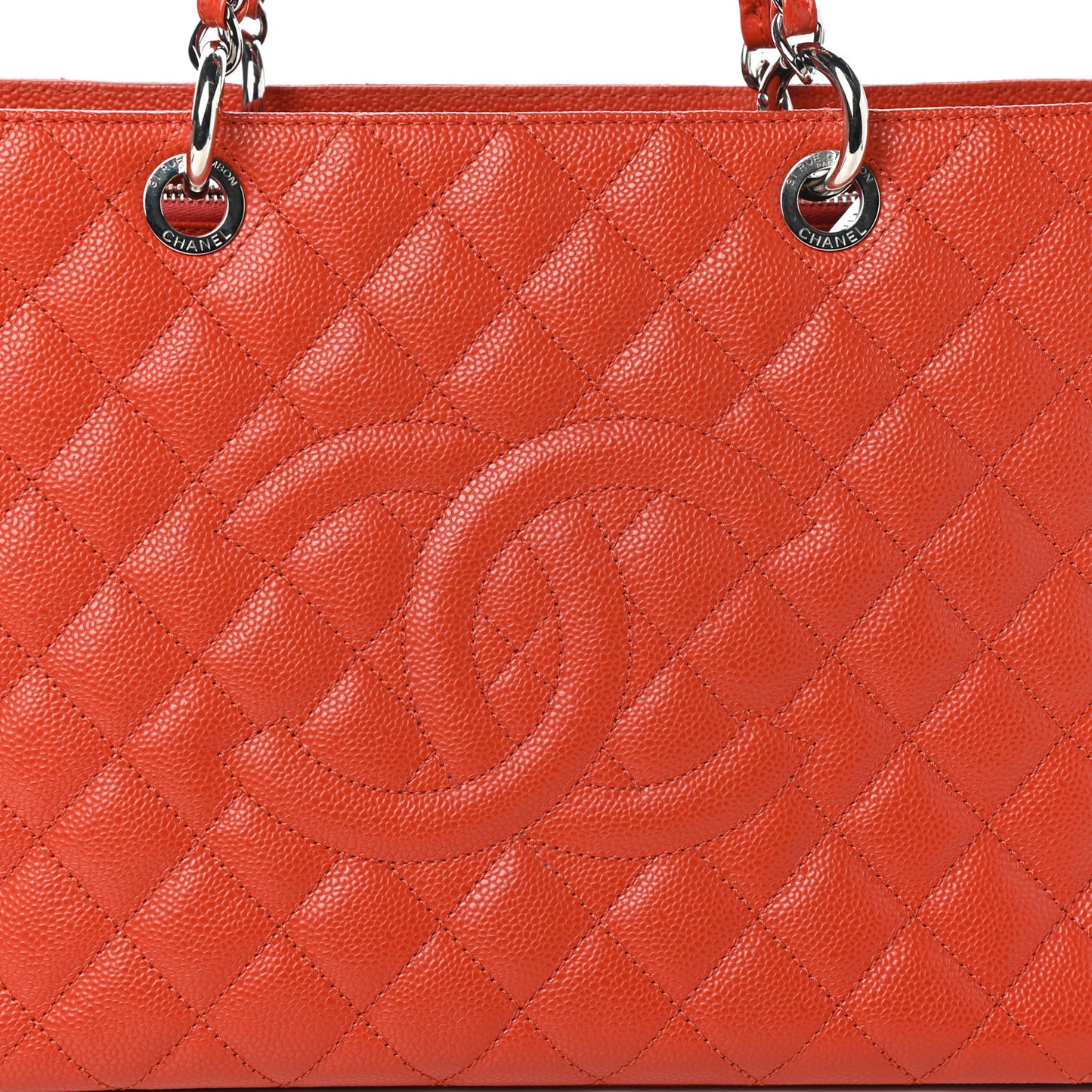 Caviar Quilted Grand Shopping Tote GST Orange