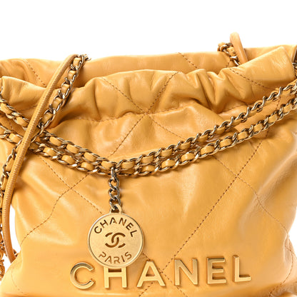 Chanel Shiny Calfskin Quilted Mini Chanel 22 Yellow 8 of 11