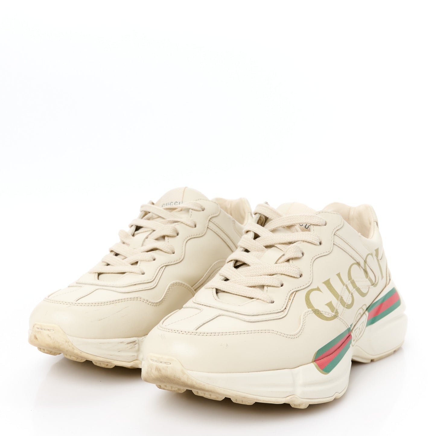 Calfskin Logo Womens Rhyton Sneakers 38.5 Ivory