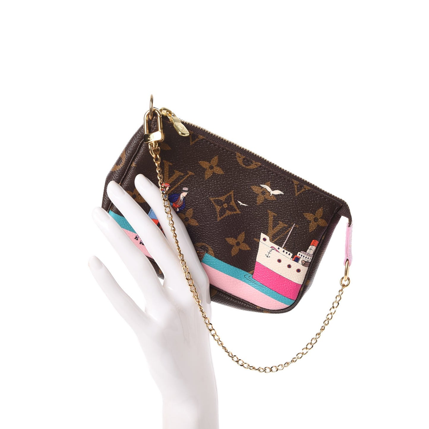 Monogram 2016 Christmas Animation Mini Pochette Accessories Rose Ballerine