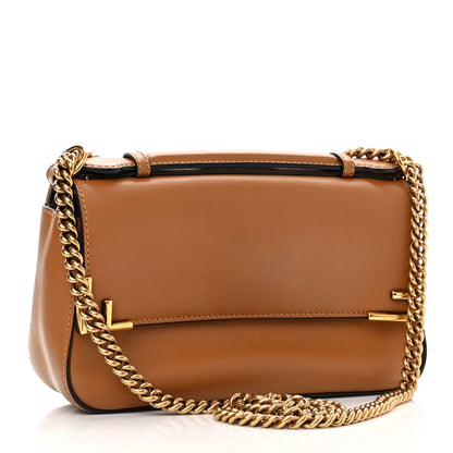 Fendi Vitello Grace Glazed Fabric FF 1974 Double F Shoulder Bag Caramello Mogano Panna 3 of 11