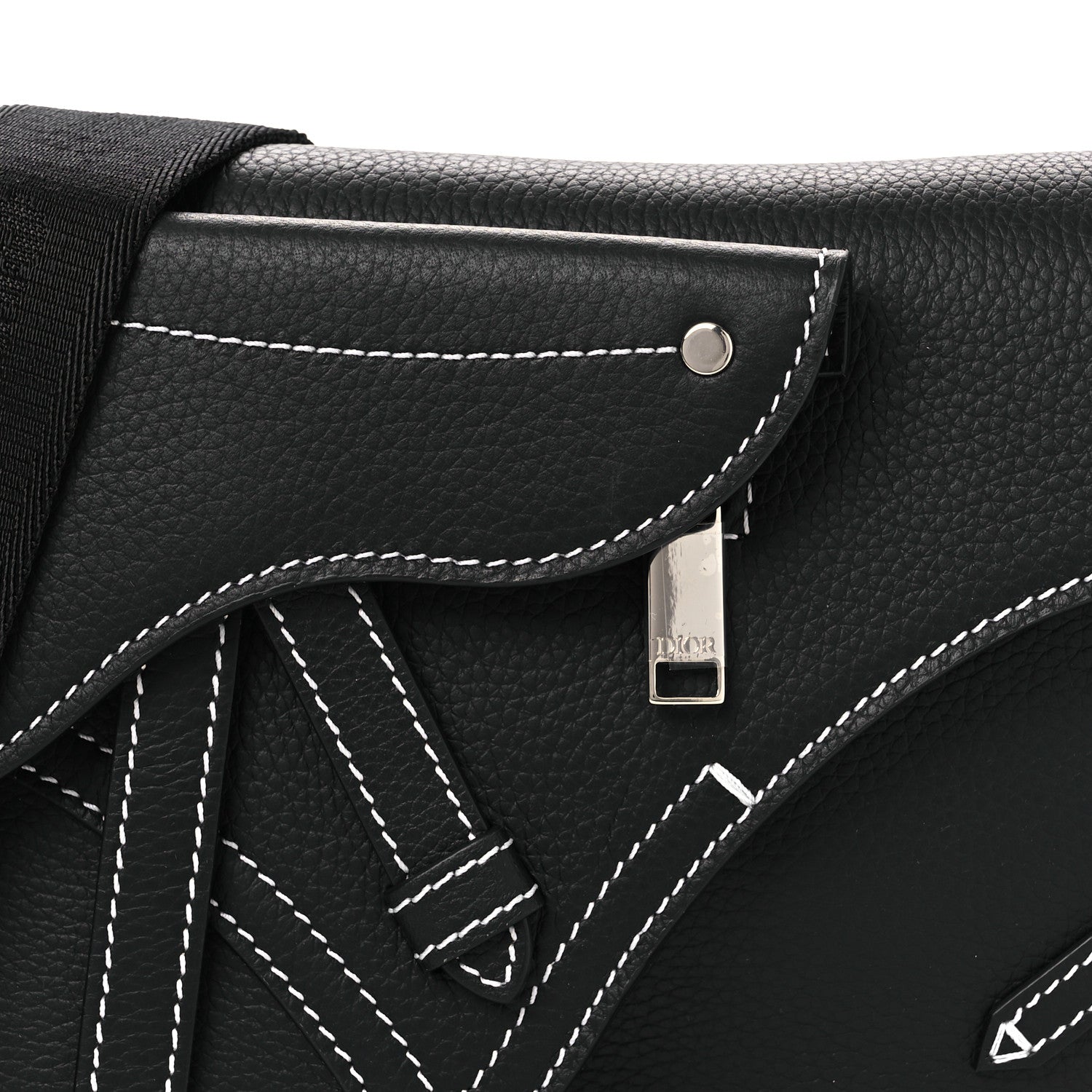 Christian Dior X KAWS Grained Calfskin Saddle Pouch Black 8 of 10
