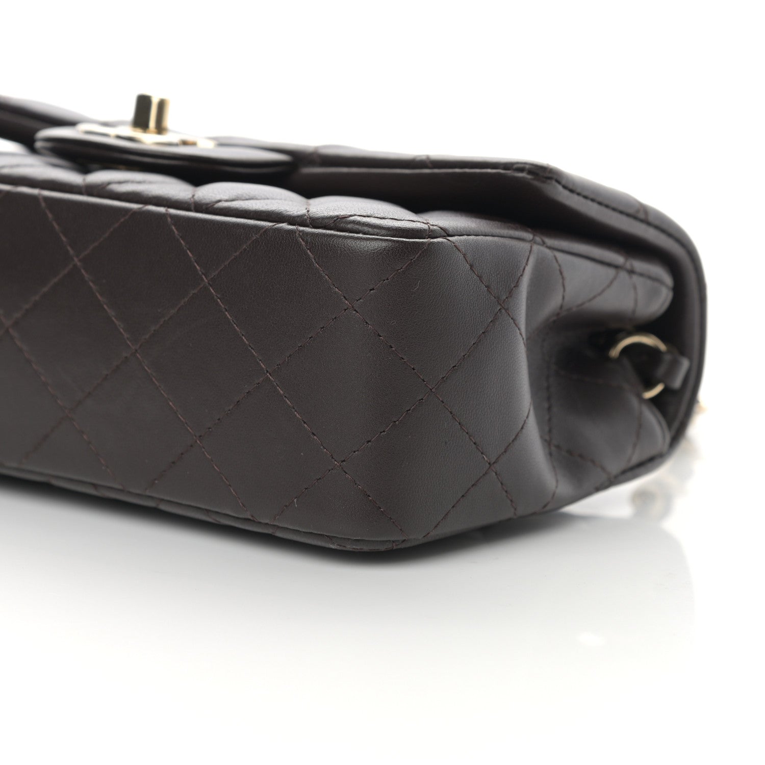 Chanel Lambskin Quilted Mini Rectangular Flap Dark Brown 10 of 13