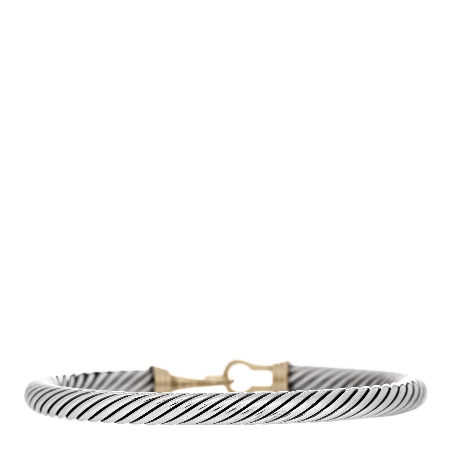 David Yurman Sterling Silver 14K Yellow Gold 5mm Cable Classic Buckle Bracelet 2 of 3