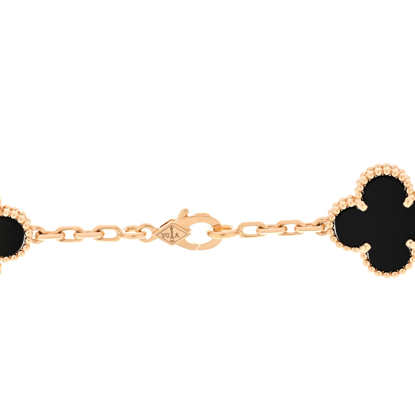 18K Yellow Gold Black Onyx 20 Motifs Vintage Alhambra Necklace