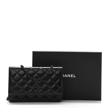 Chanel Lambskin Quilted Wallet On Chain WOC So Black 14 of 14