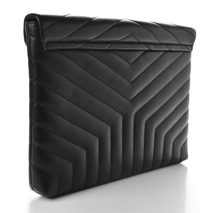 Saint Laurent Calfskin Y Quilted Monogram Loulou Document Holder Black 3 of 7