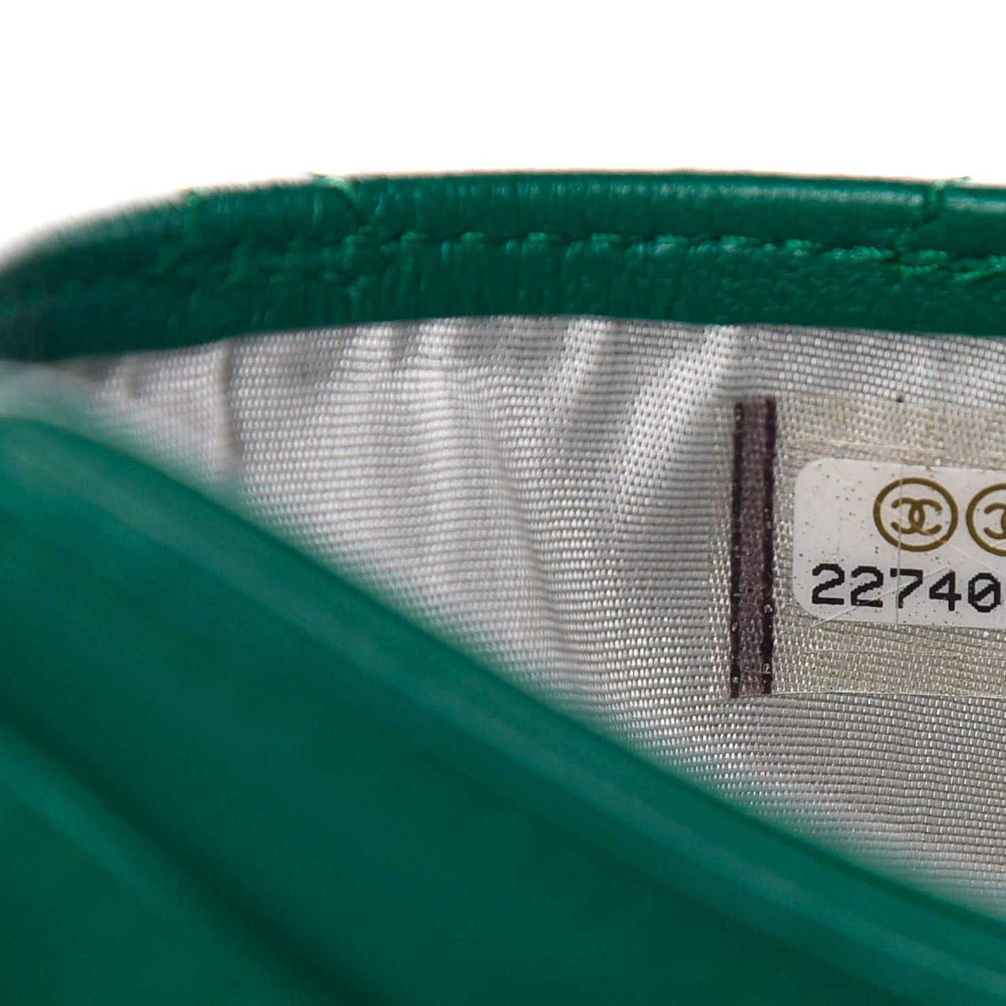 Lambskin Quilted Card Holder Green