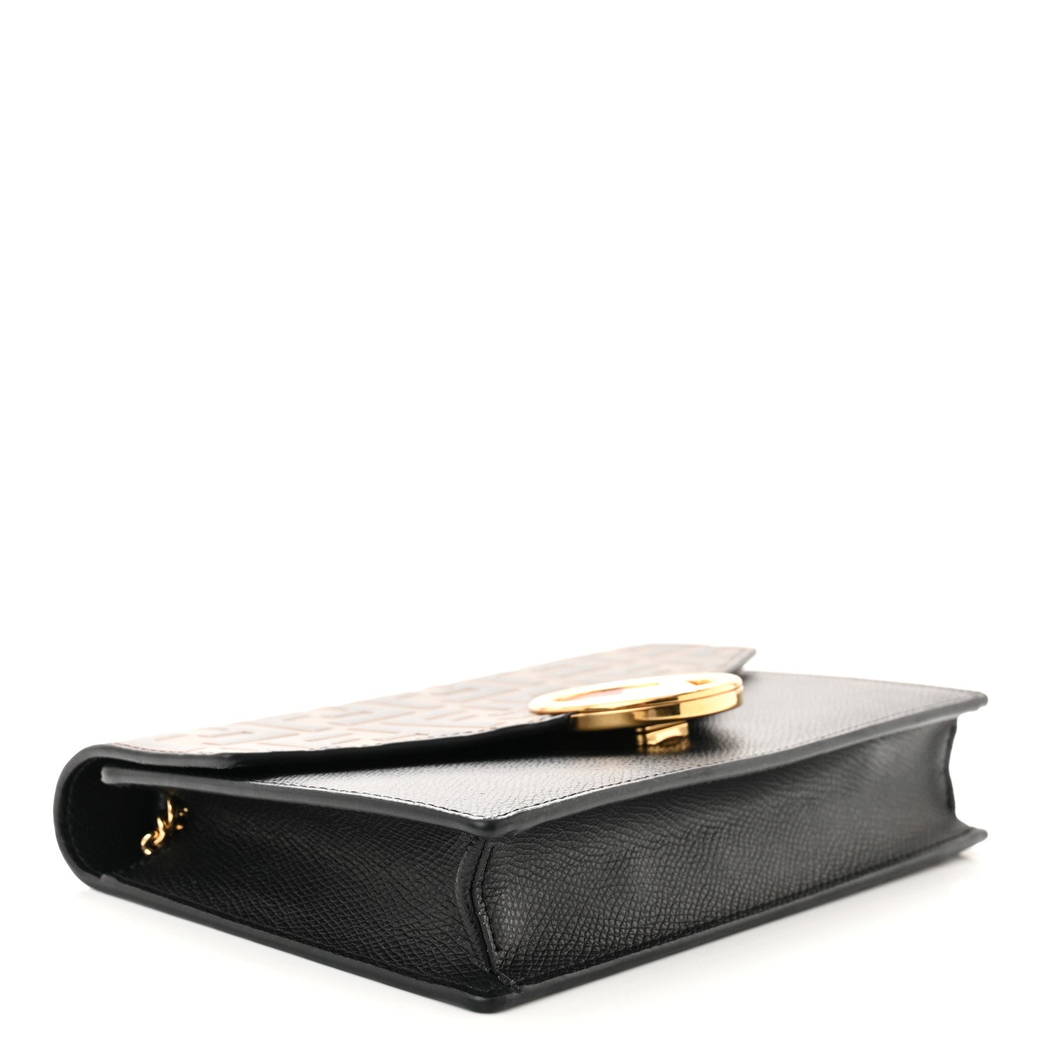 Fendi Vitello Cruise F is Fendi Bi-Color FF 1974 Embossed Medium Envelope Wallet On Chain Black Maya 4 of 11